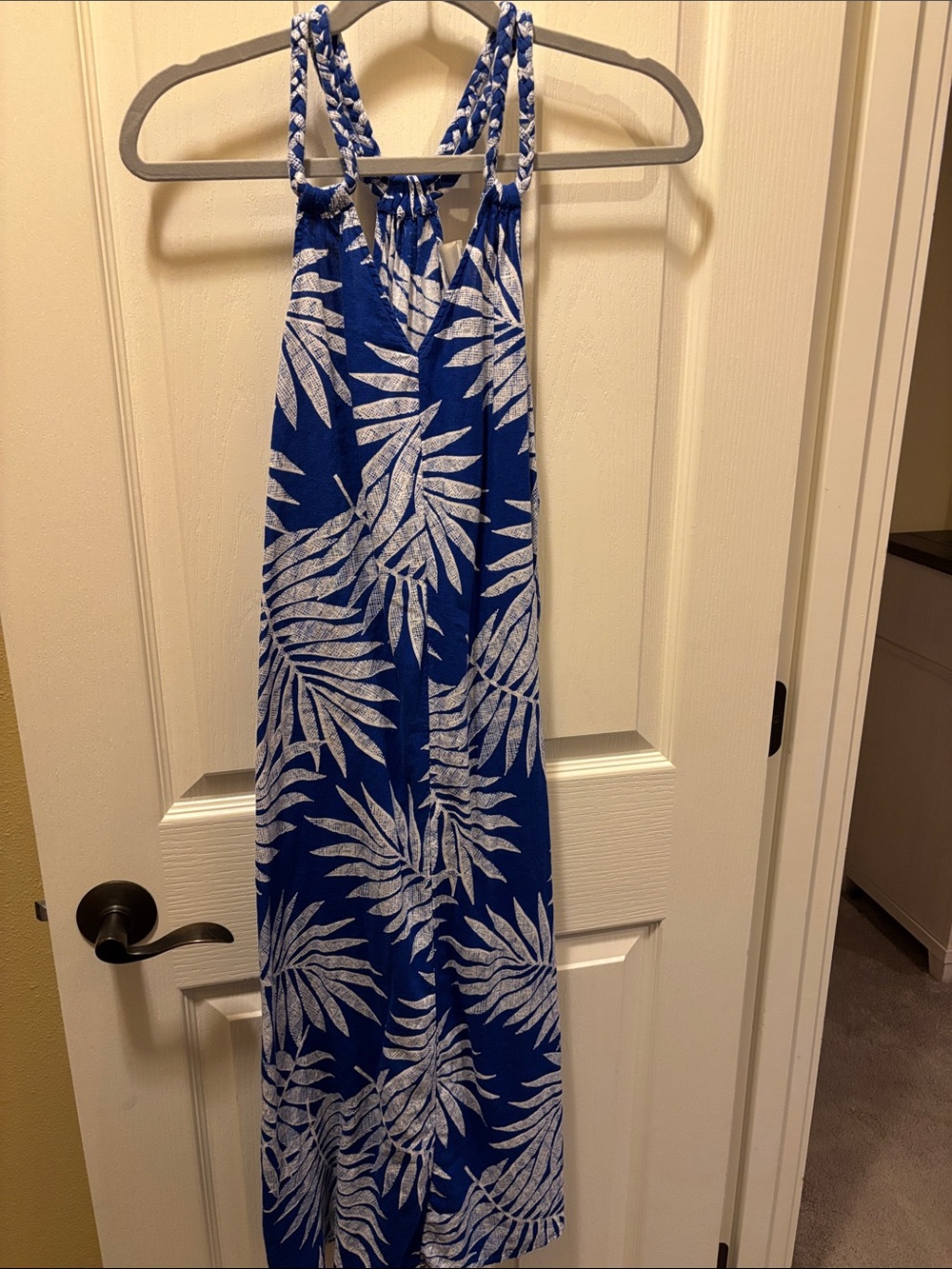 C&C California Royal Blue Palm-Print Maxi Dress